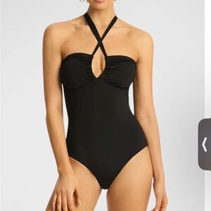Sea Level Swim Essentials Halter One-Piece Swimsuit - Black Size US 6